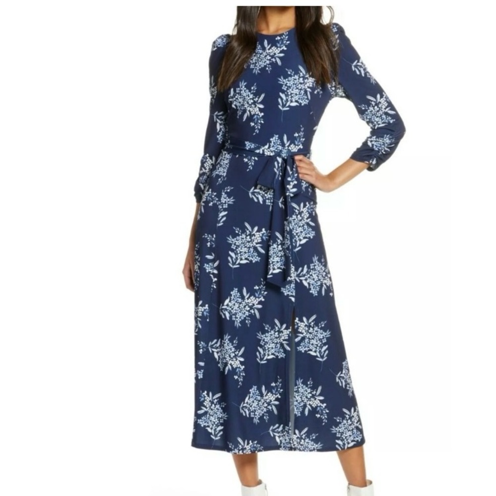 Eliza J Blue Floral Jersey Dress